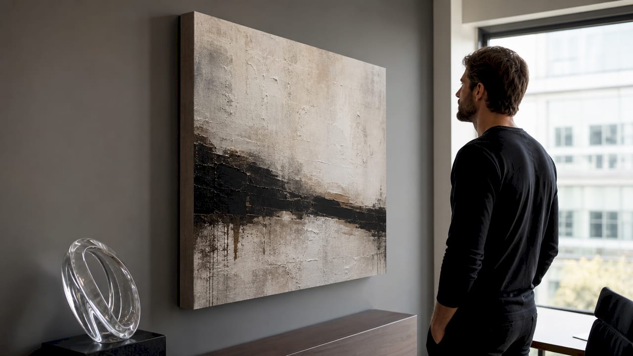 Close-up of gallery-wrapped canvas frame detail