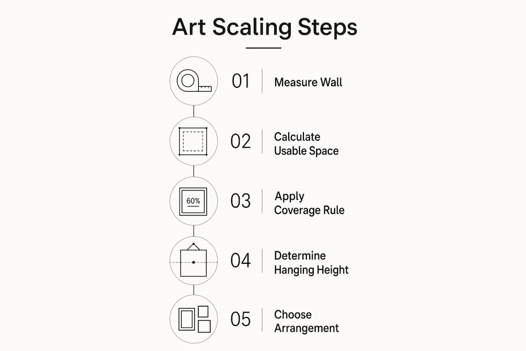 Infographic showing key steps for scaling wall art