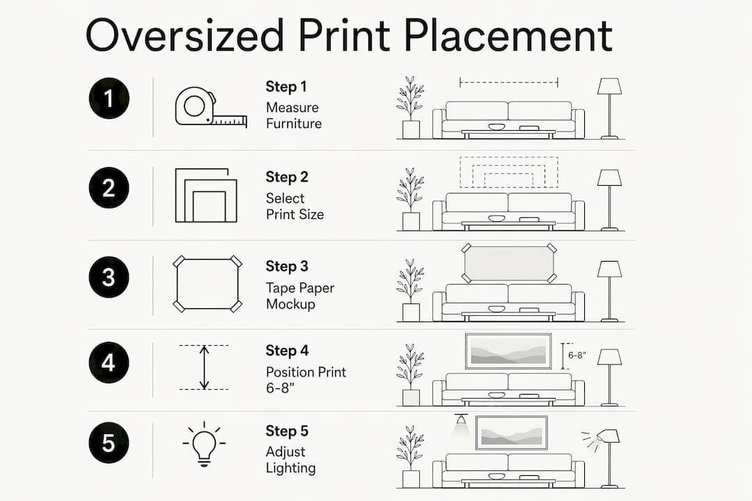 Step-by-step infographic on oversized print placement