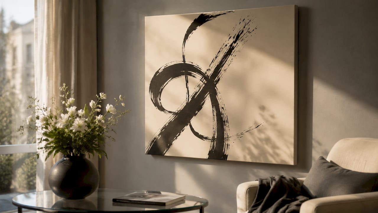Minimalist typography canvas art close-up