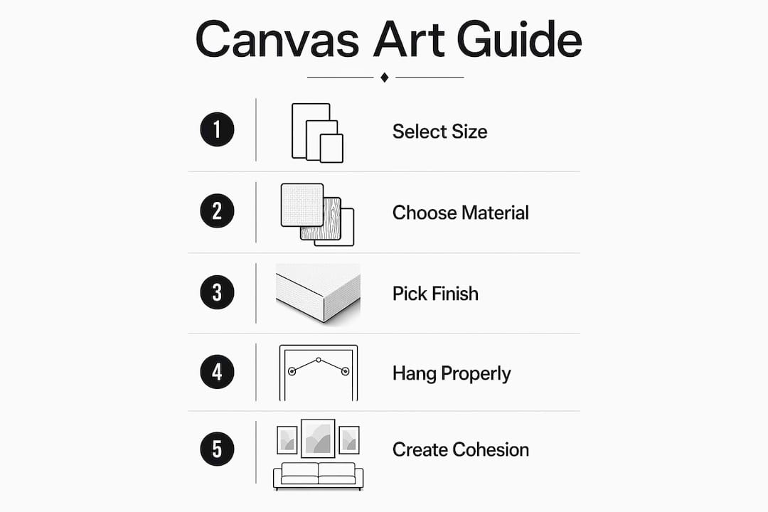 Infographic showing steps for choosing canvas art