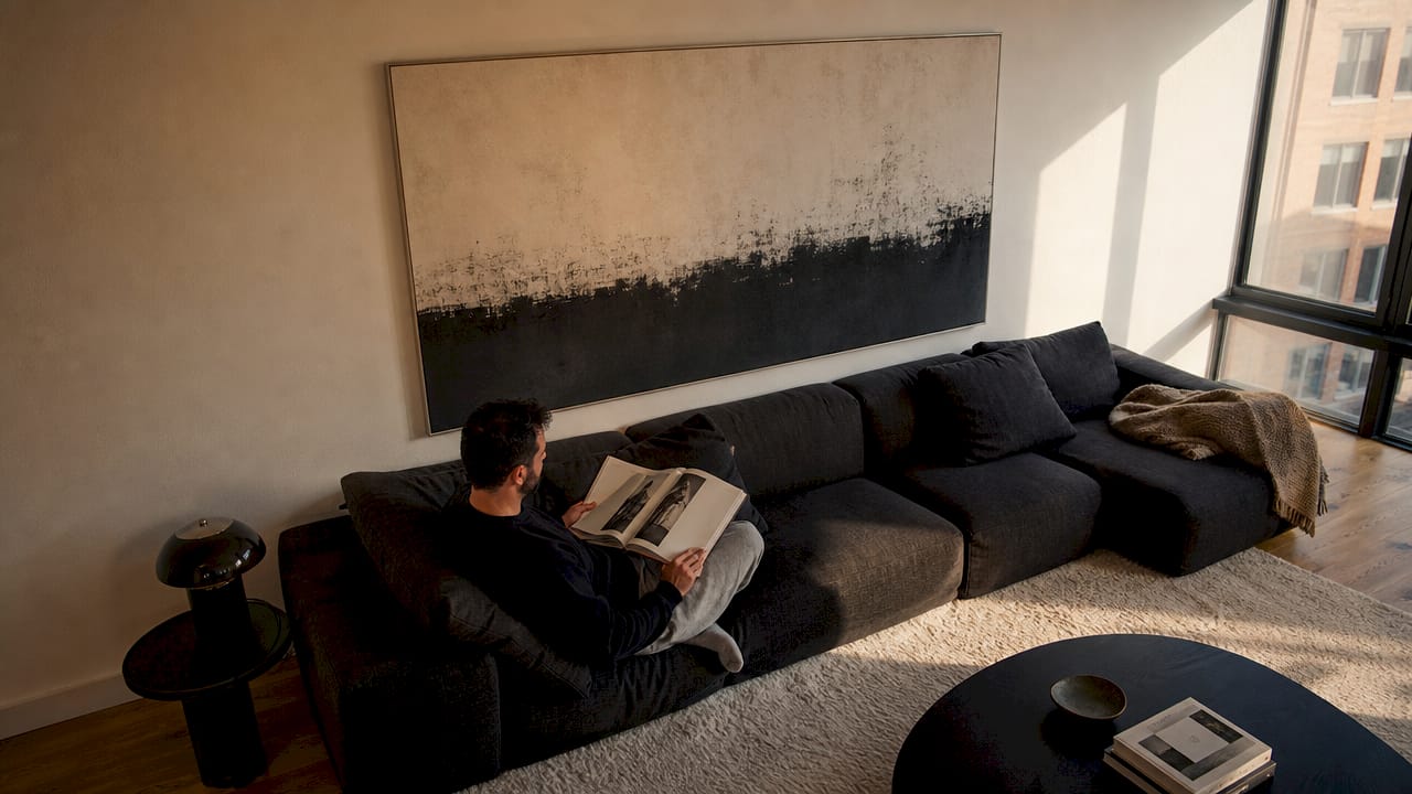 Living room showing canvas width proportional to sofa