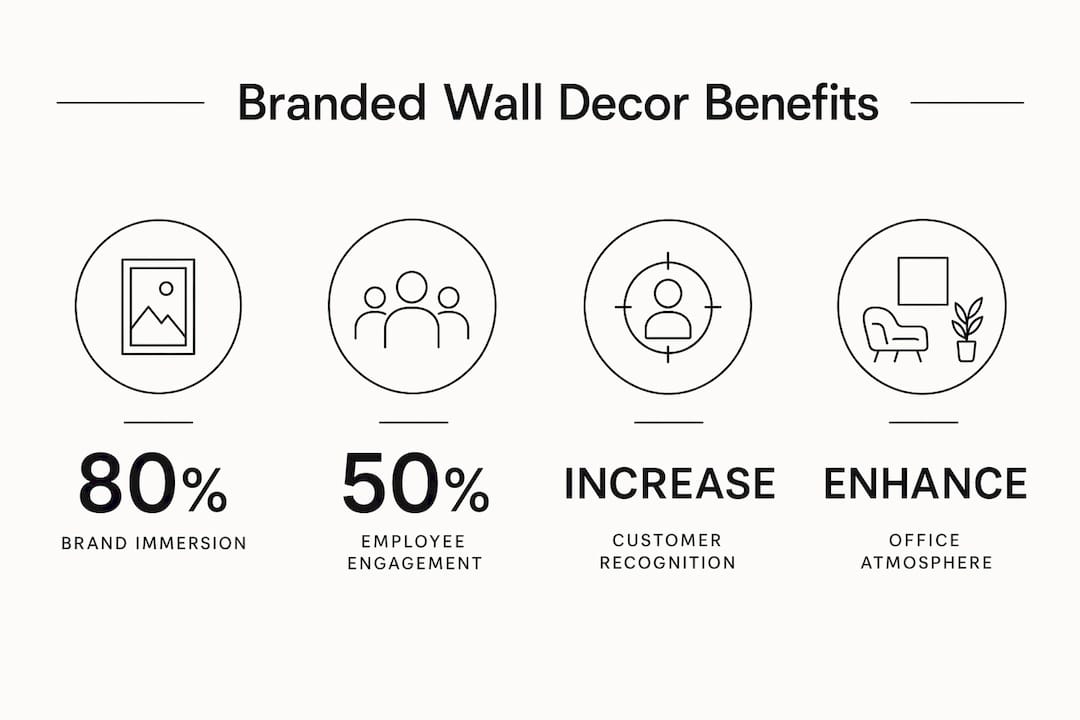 Infographic showing key benefits of branded wall decor
