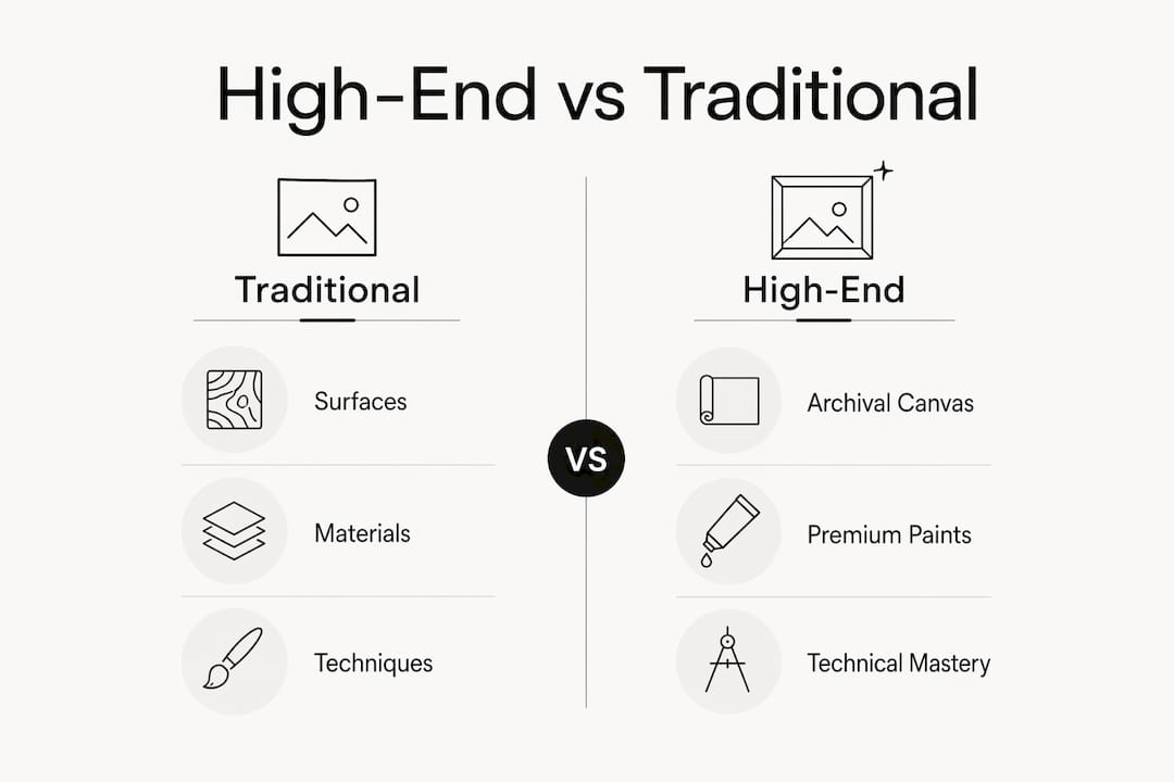 Infographic comparing traditional and high-end graffiti art