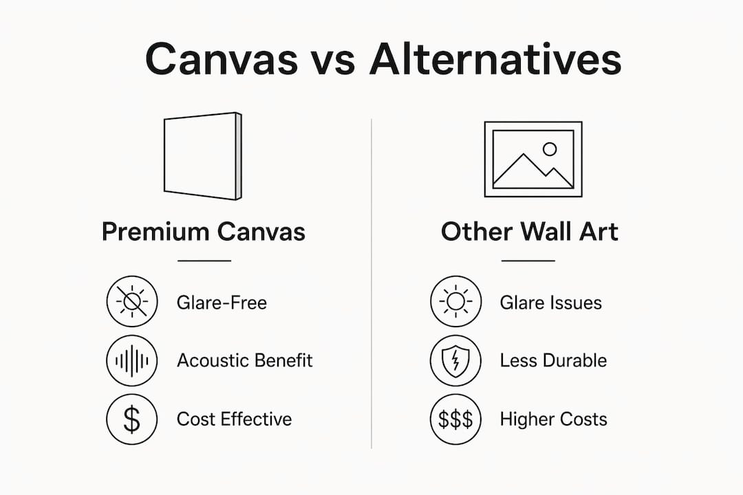 Infographic comparing premium canvases to other wall art