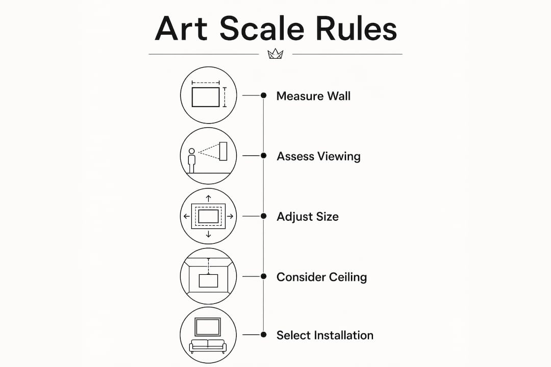 Infographic showing office art scale sizing steps