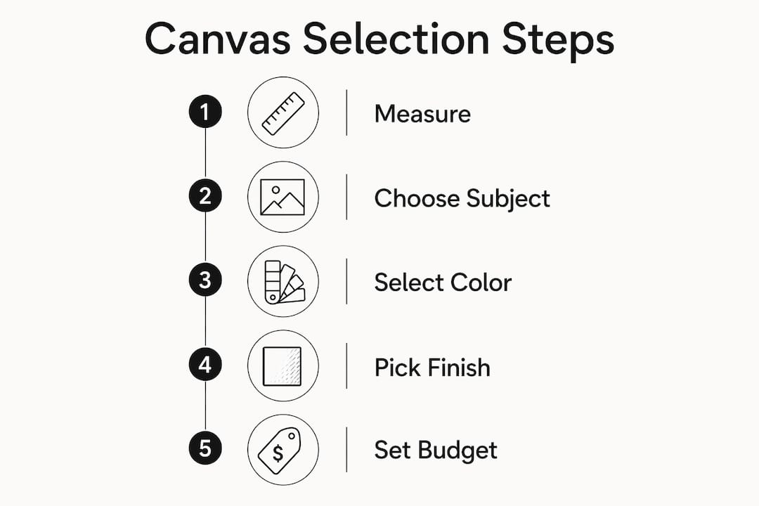 Infographic outlining steps for choosing dining room canvas