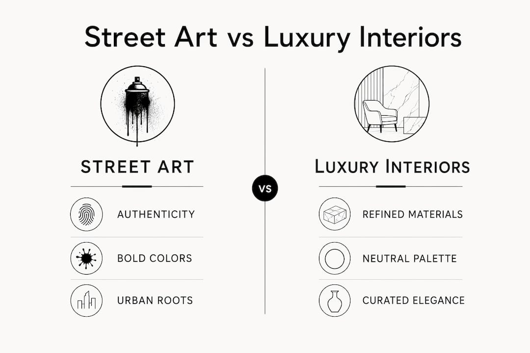 Infographic comparing street art and luxury interior elements