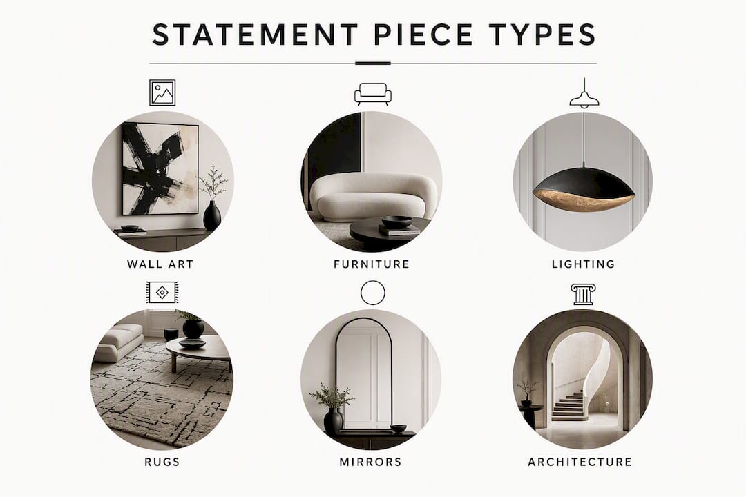 Infographic showing statement piece types