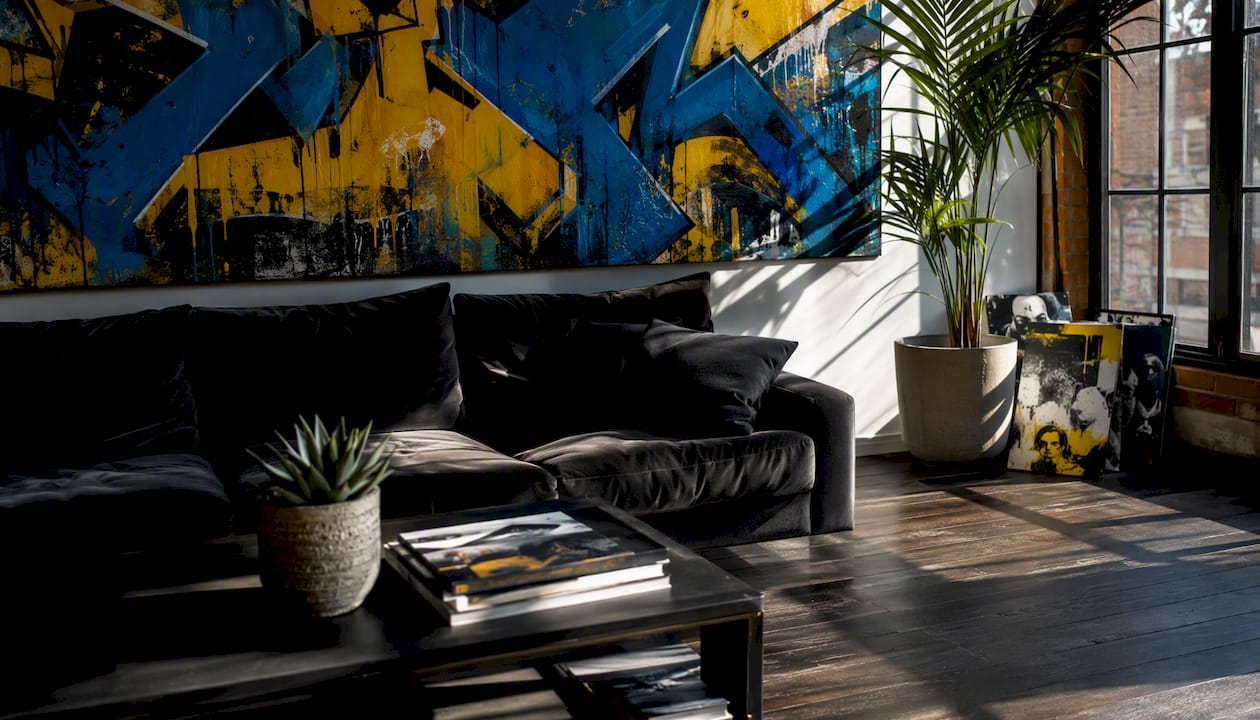 Corner with streetwear-inspired textures and lighting
