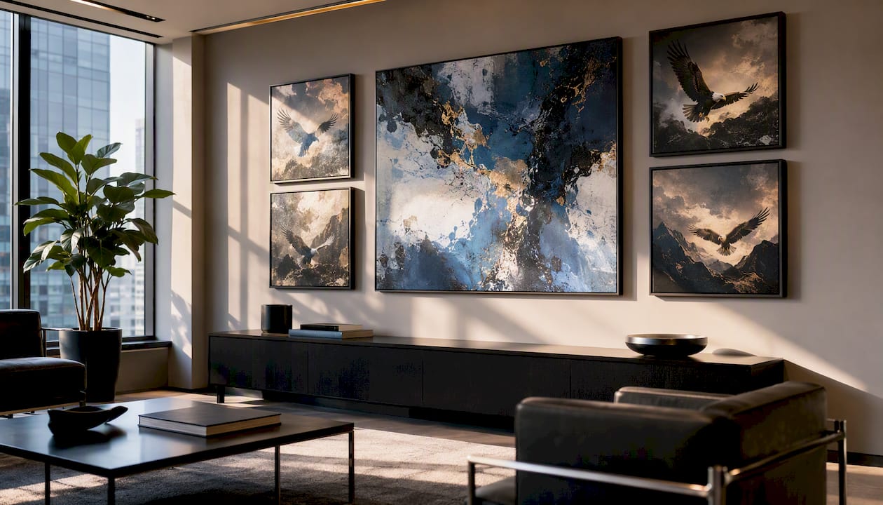 Abstract and symbolic animal leadership canvases in office