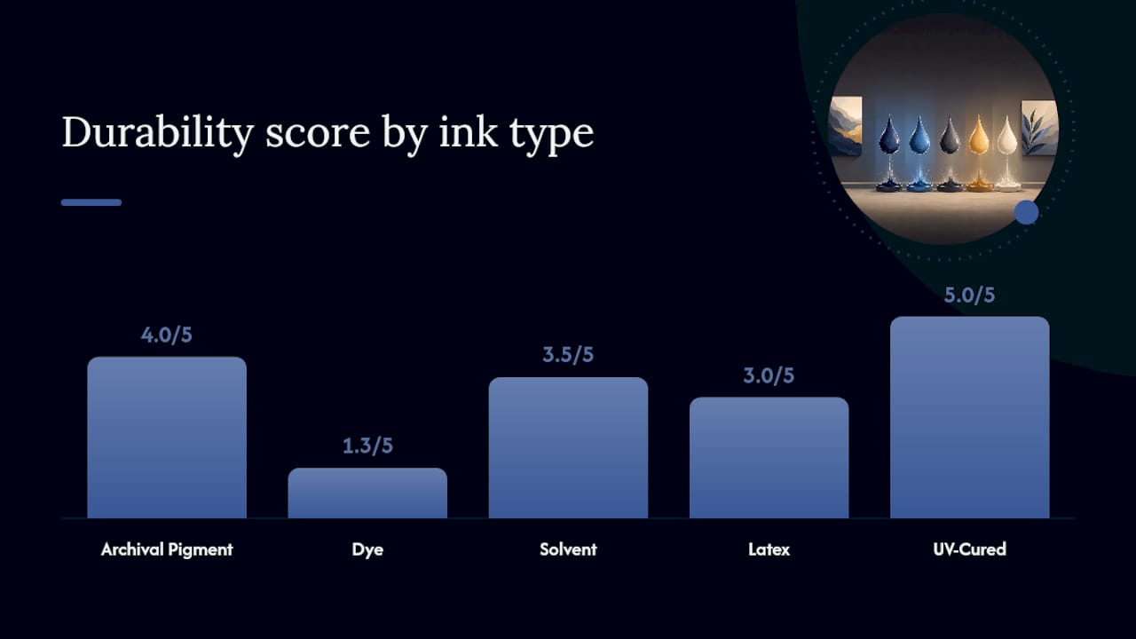 Comparison diagram of ink types for UV-resistant canvas