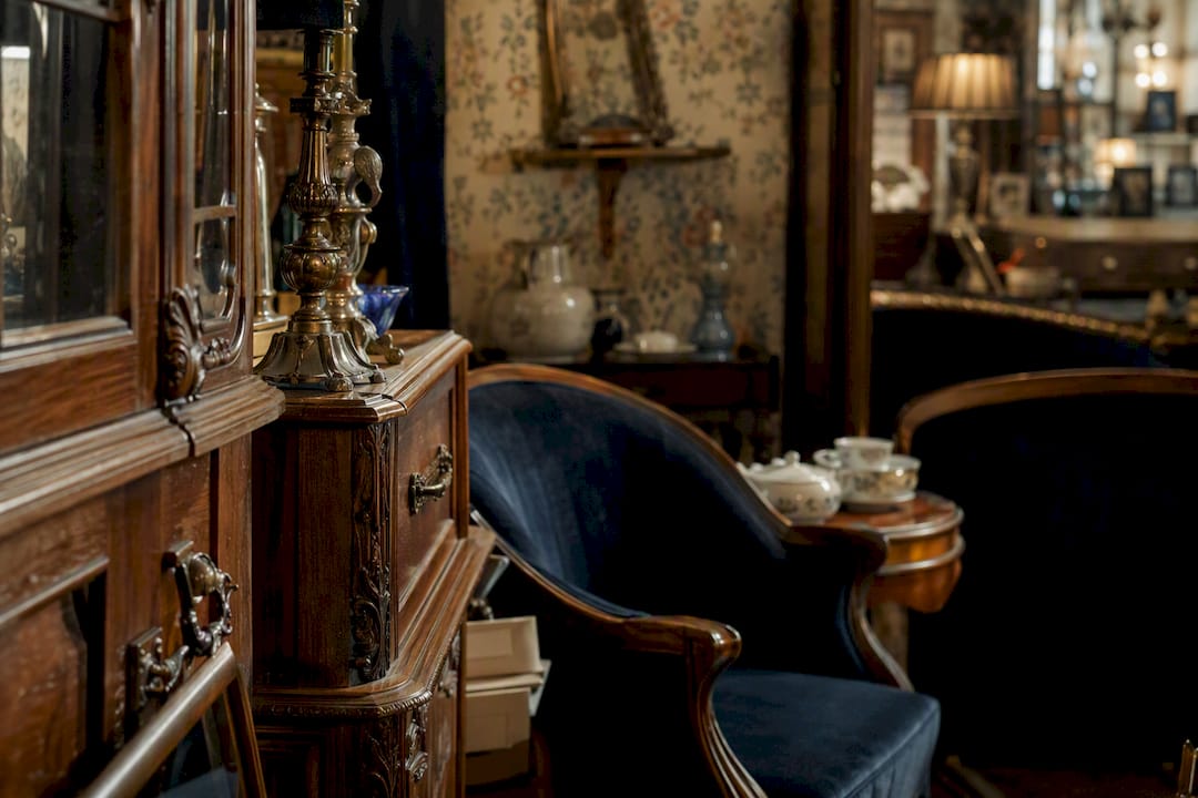 Interior of vintage furniture thrift store