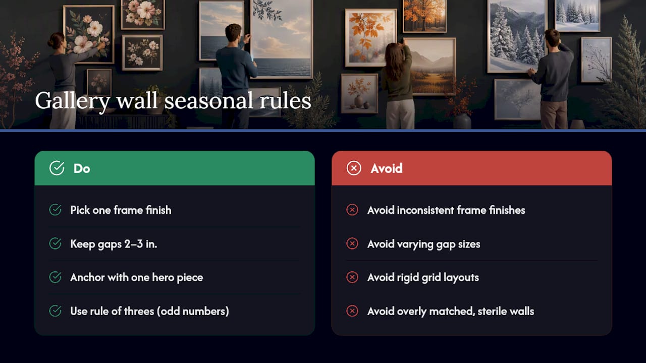 Diagram illustrating gallery wall refresh principles