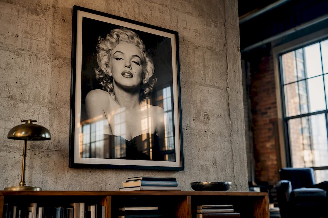 Elegant black-and-white Marilyn Monroe portrait wall art