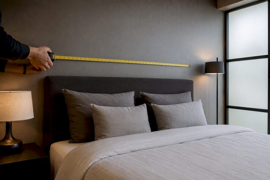 Measuring canvas width above king-size bed
