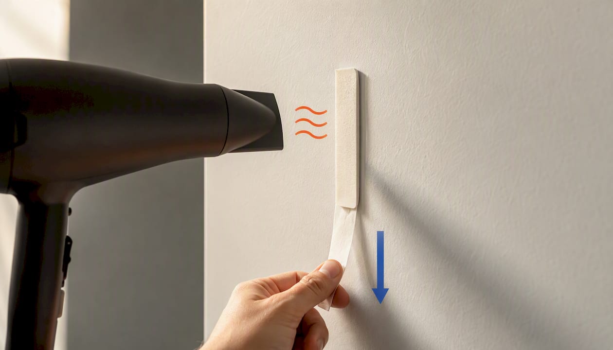 Illustration of warming adhesive before removal