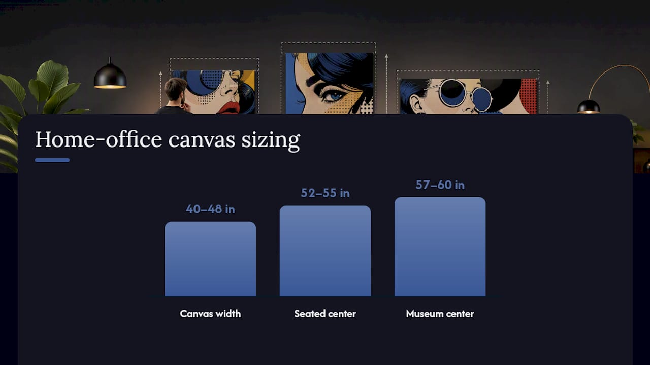 Home office canvas size and hanging height guide