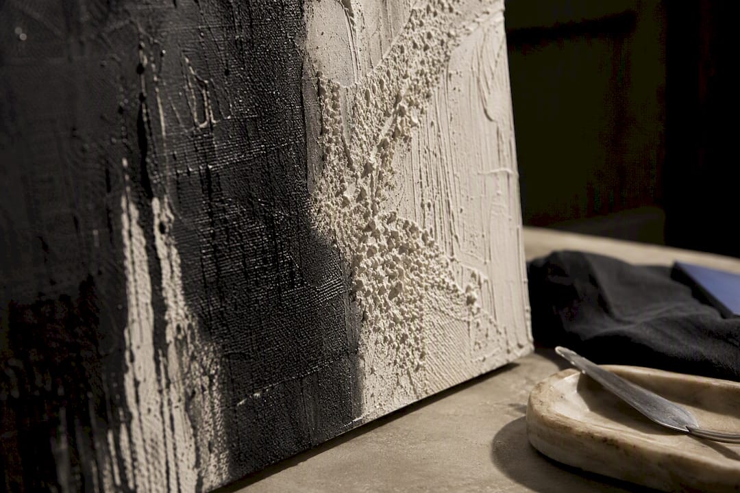 Raised texture on mixed media canvas