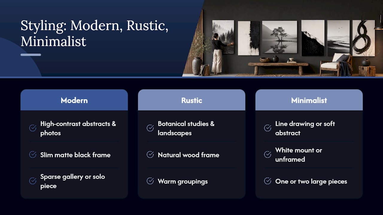 Modern rustic minimalist canvas styling comparison