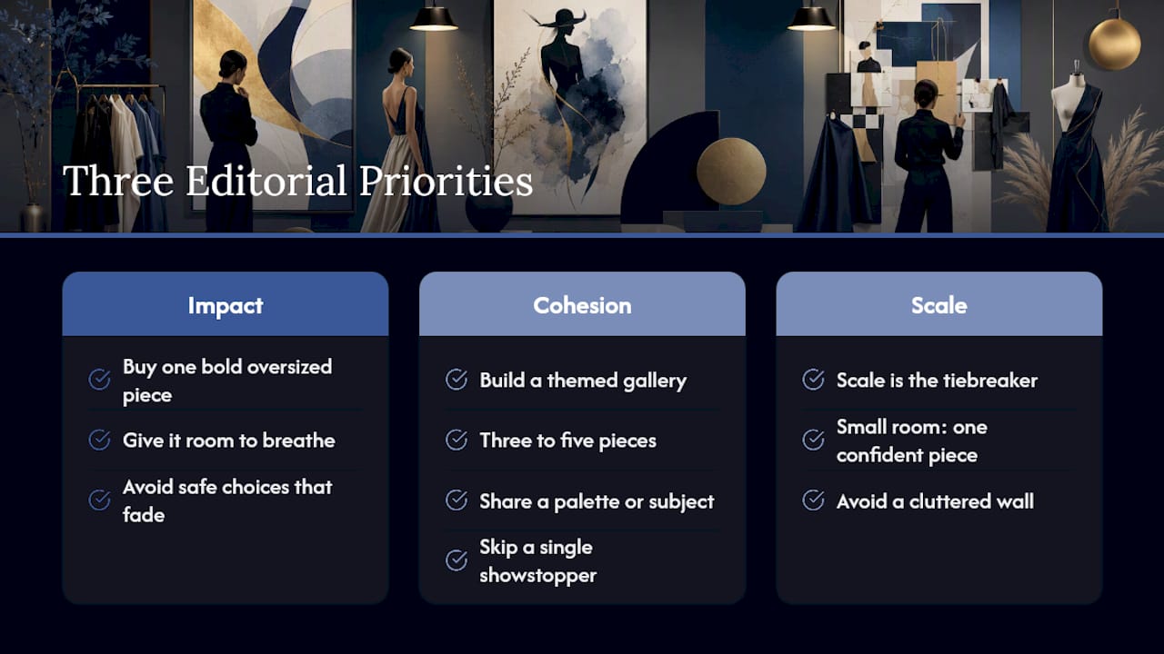 Three priorities for styling fashion wall art