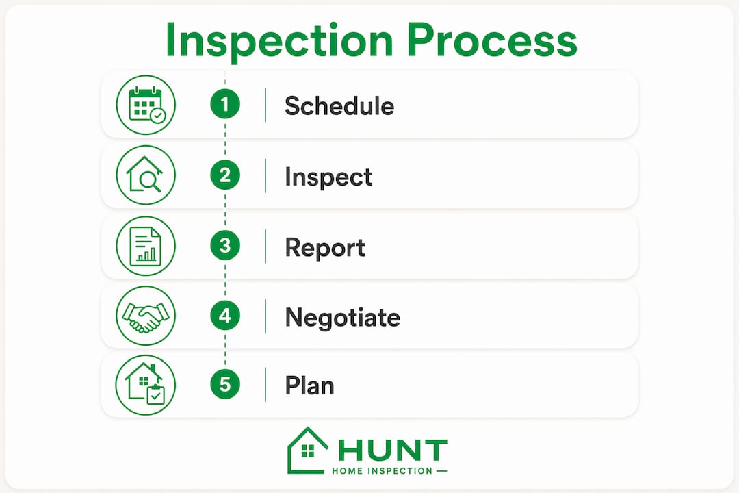 Infographic illustrating home inspection process steps
