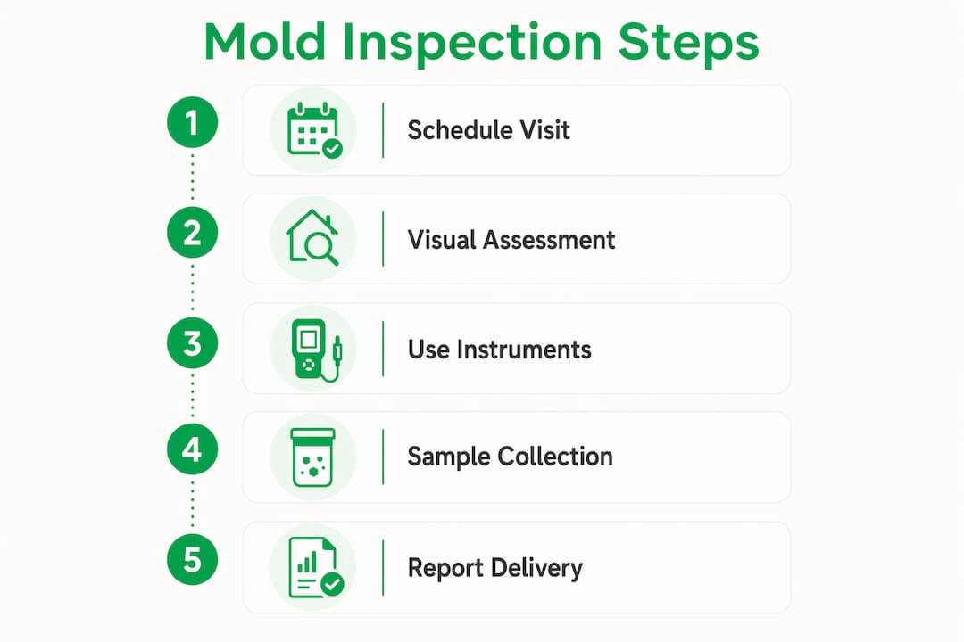 Infographic showing mold inspection process steps