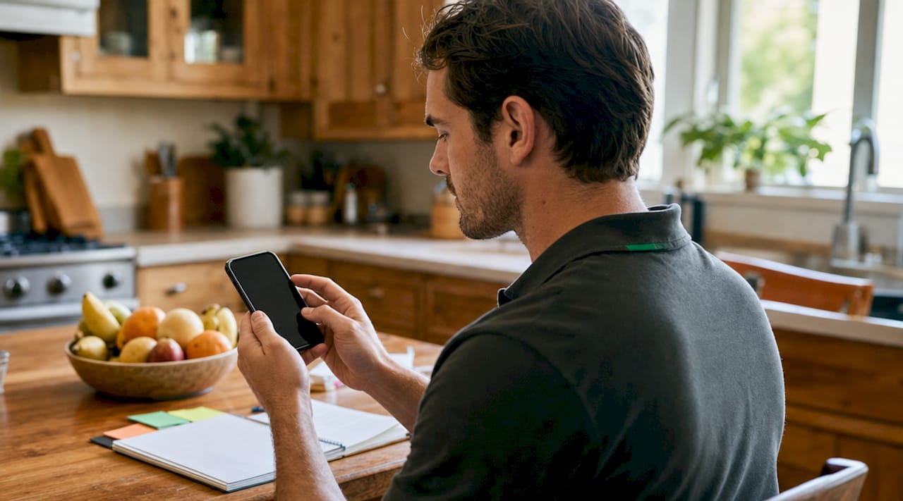 Inspector testing home inspection app on smartphone