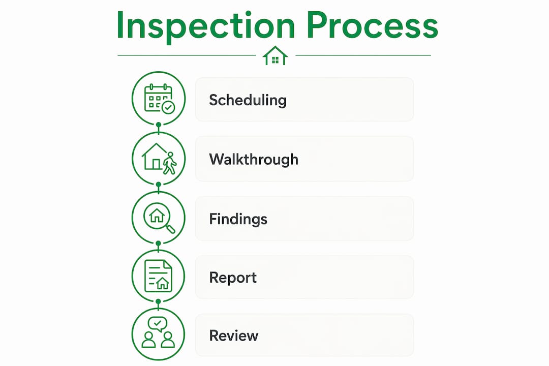 Infographic showing home inspection process steps