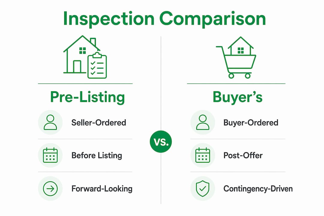 Infographic comparing pre-listing and buyer home inspections