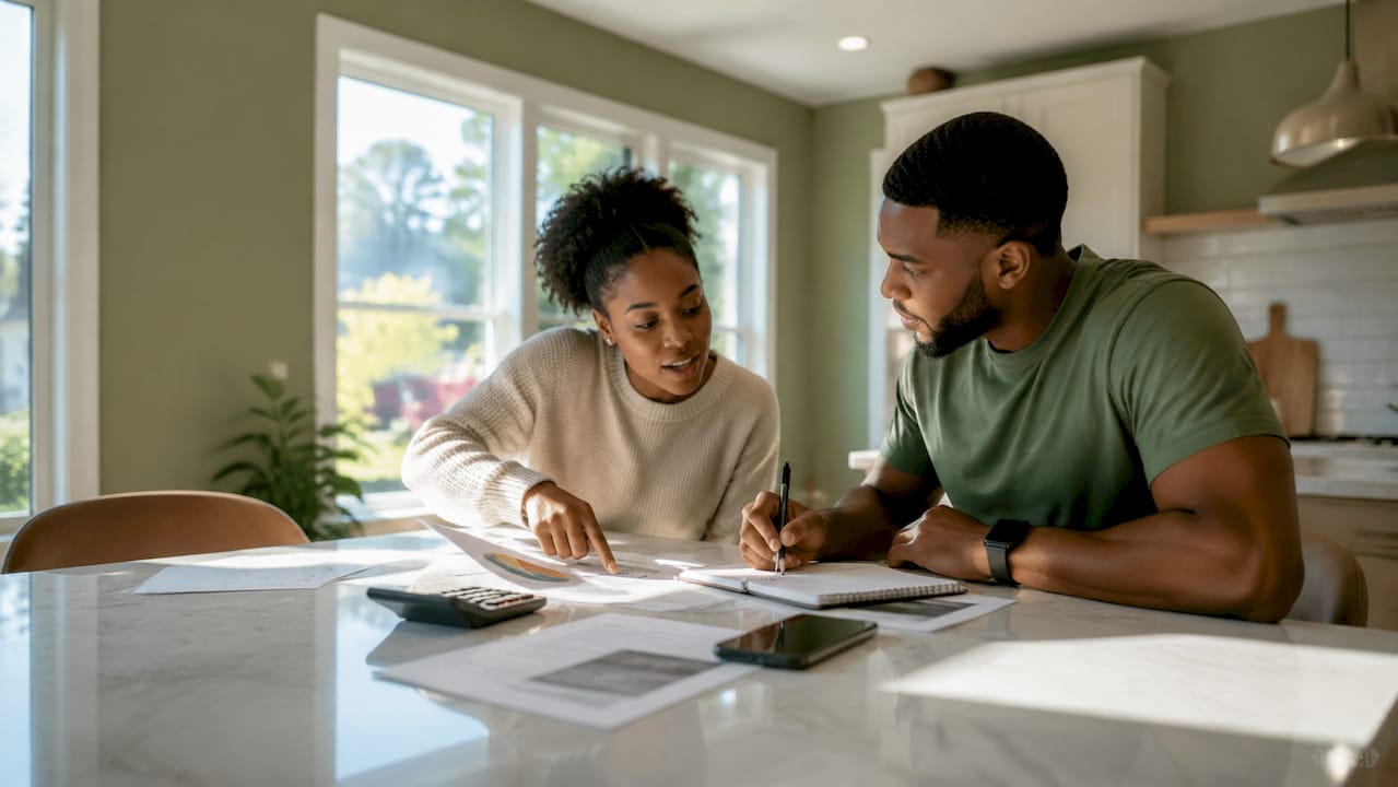 Couple reviewing home inspection report
