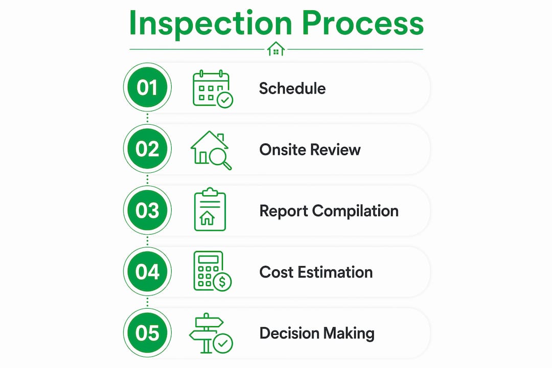 Infographic showing investor inspection process steps