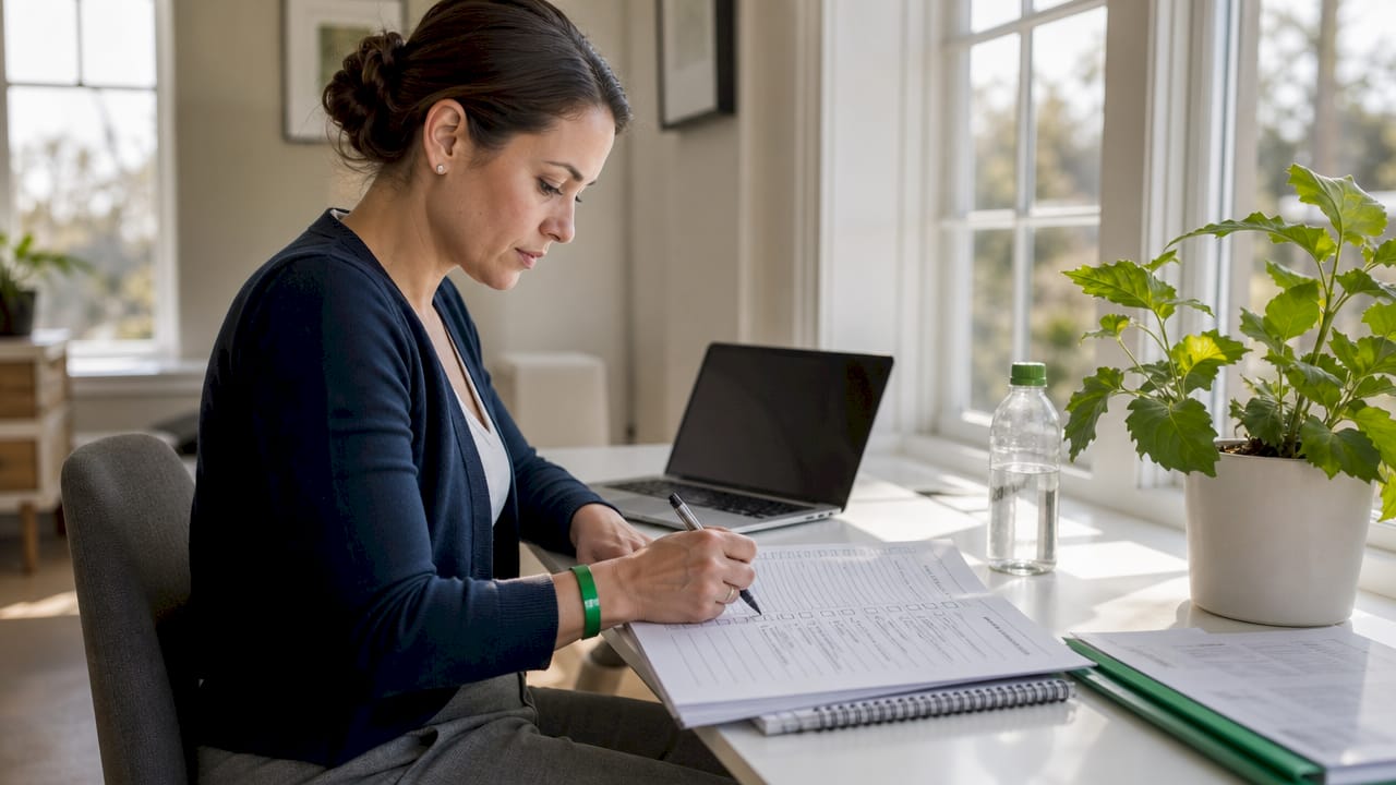 Agent checking off pre-listing home inspection checklist