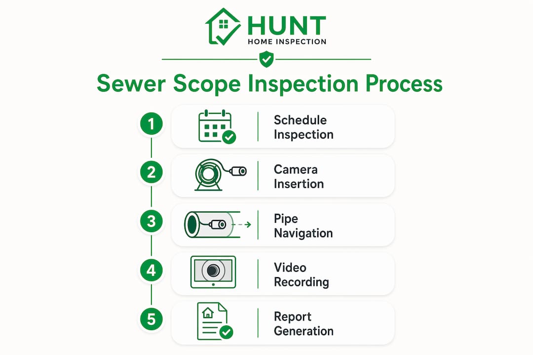 Infographic showing sewer scope inspection process steps