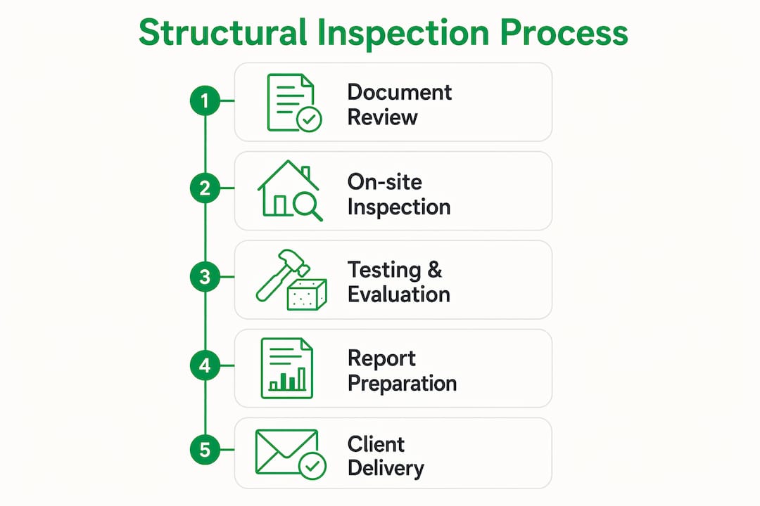 Infographic of structural inspection process steps