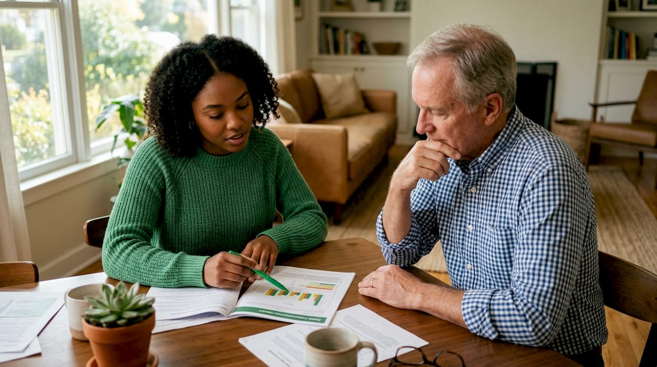 Buyers reviewing home inspection report together