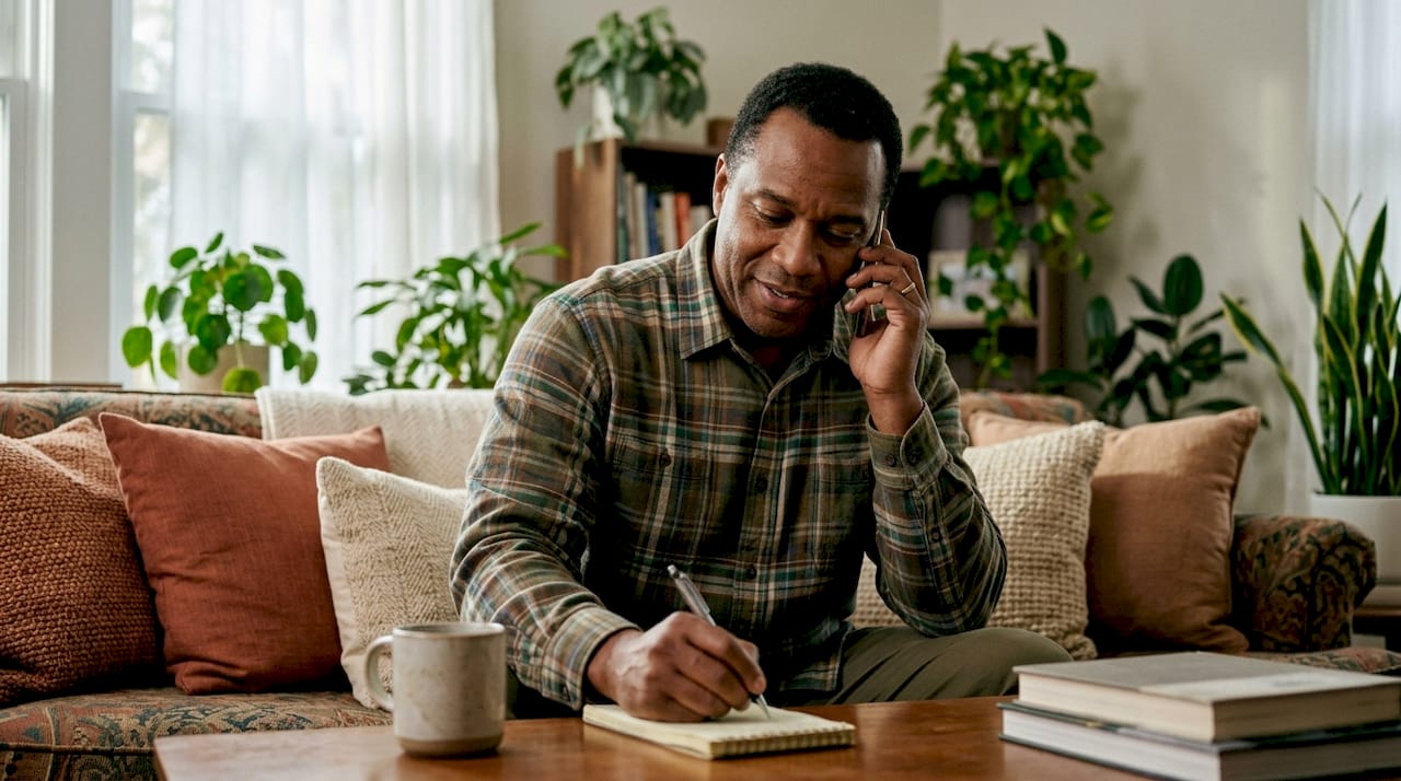 Man verifying home inspector insurance on phone