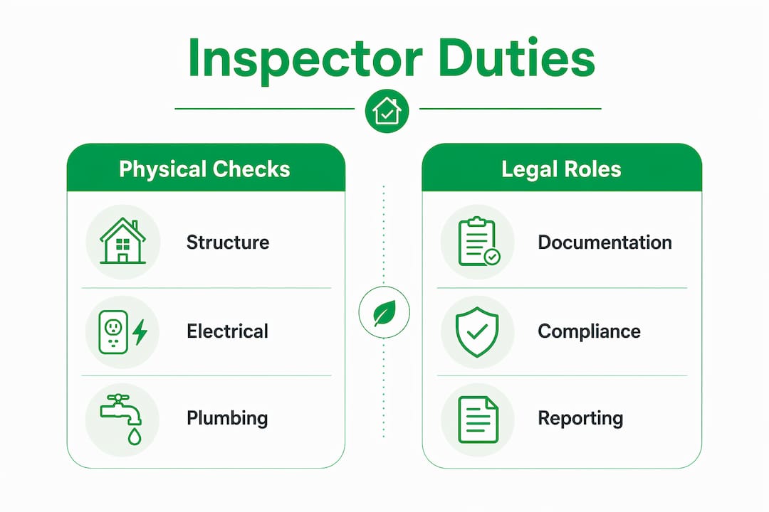 Infographic showing housing inspectors’ physical and legal duties
