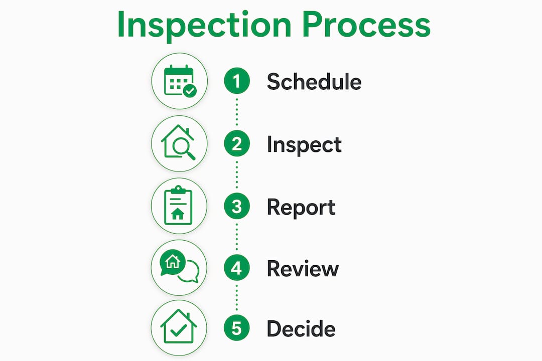 Infographic showing step-by-step condo inspection process