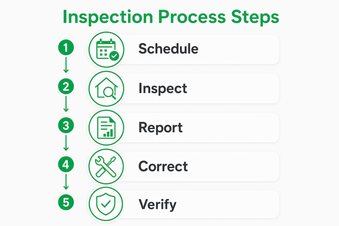 Infographic outlining five key inspection process steps