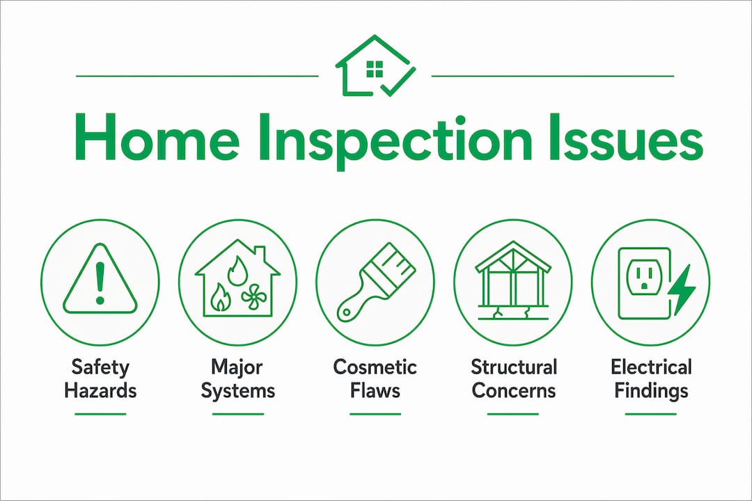 Infographic illustrating common home inspection issues in ranked tiers