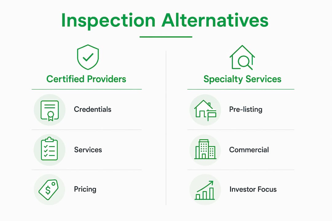 Infographic comparing certified and specialty home inspection services