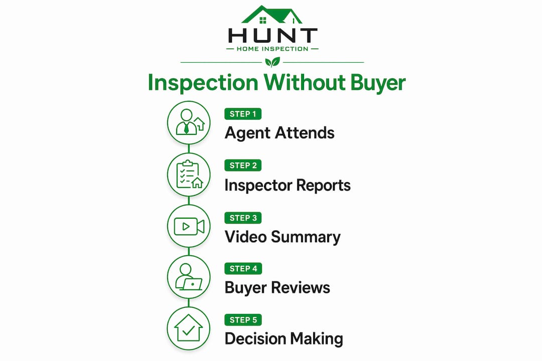 Infographic flow of home inspection without buyer present