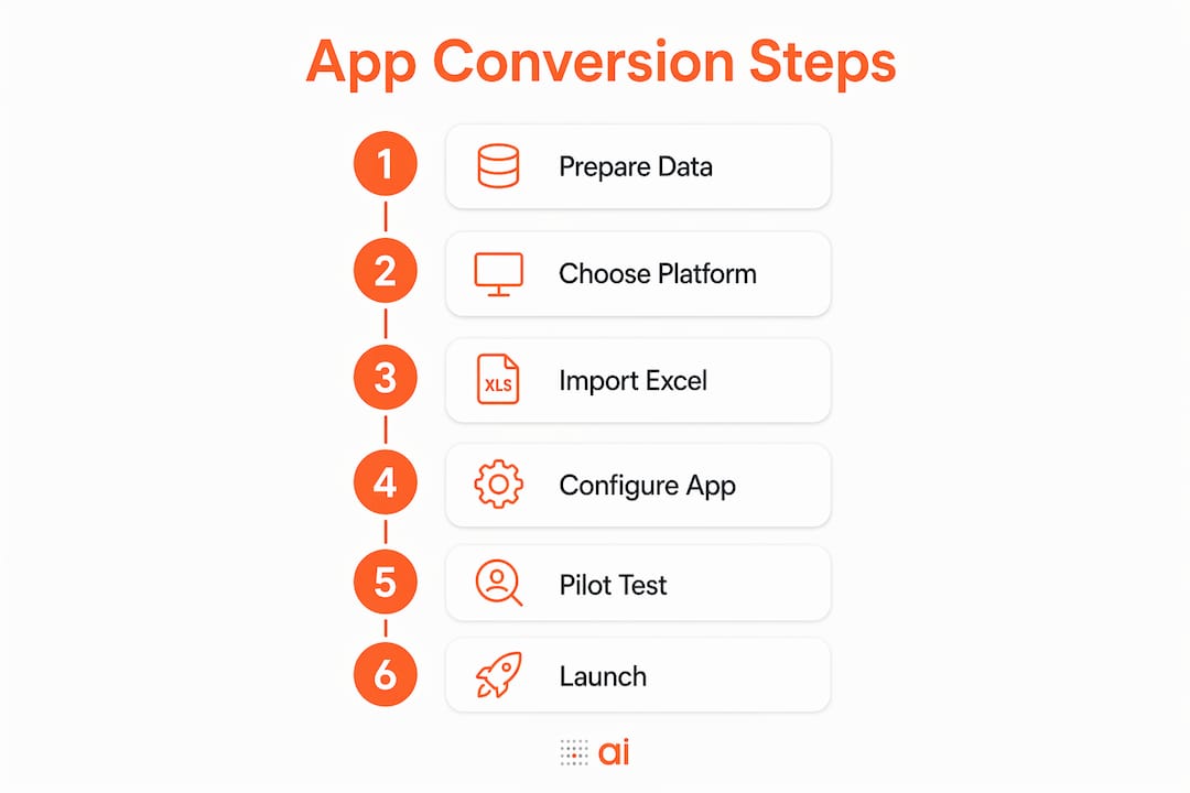 Infographic of Excel to app conversion steps