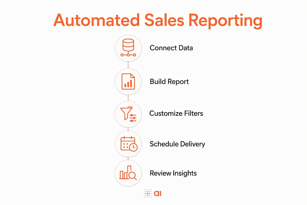 Infographic showing automated sales reporting steps