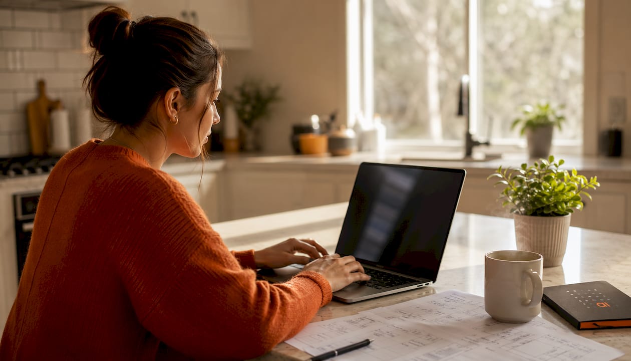 Developer hands typing with database diagrams