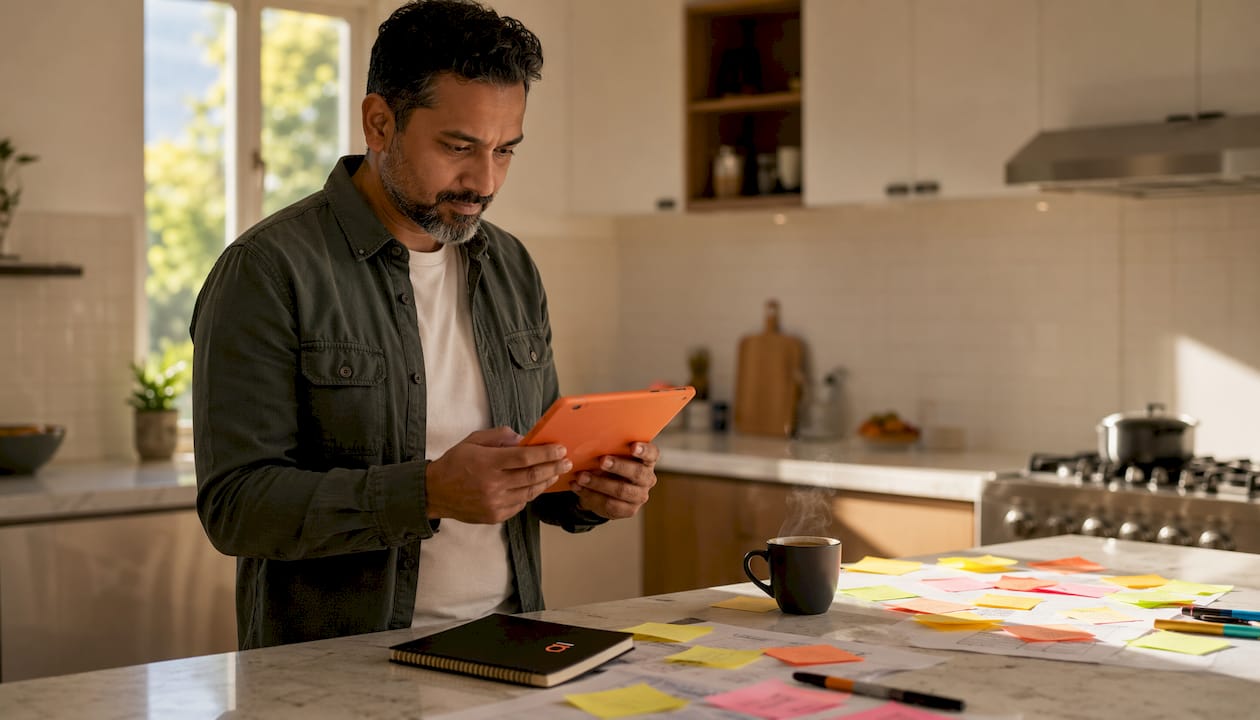 Man reviewing spreadsheet app workflow