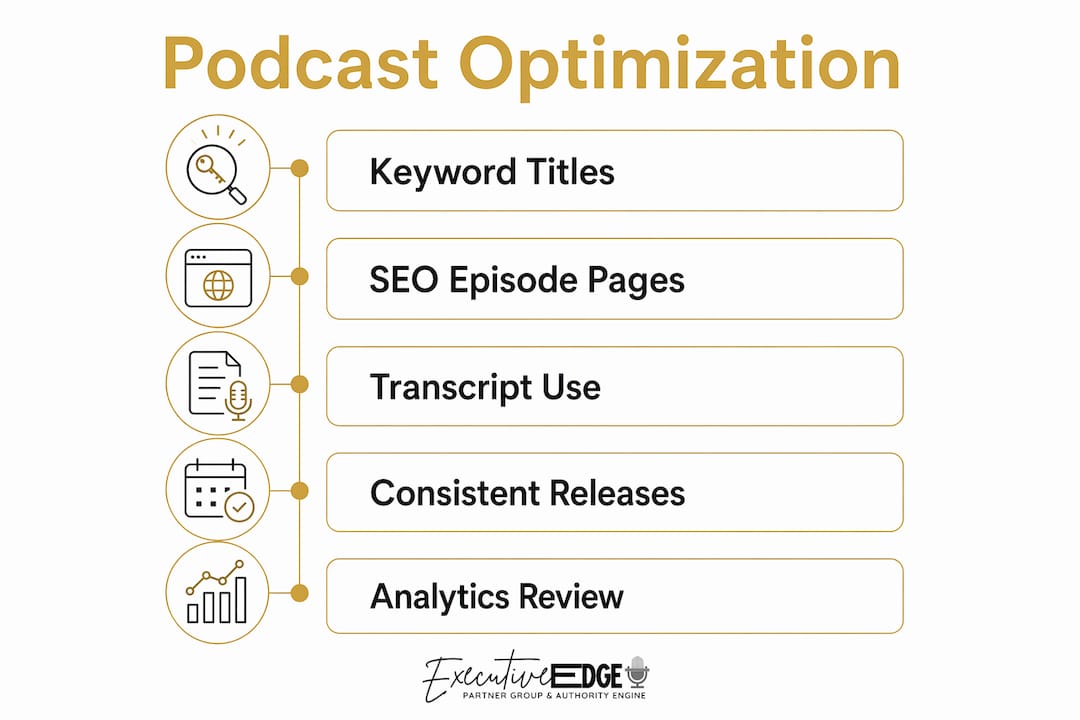 Infographic illustrating podcast optimization steps