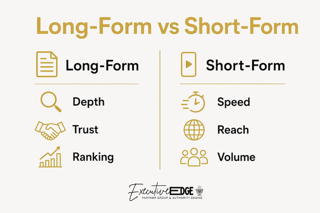 Infographic comparing long-form and short-form content
