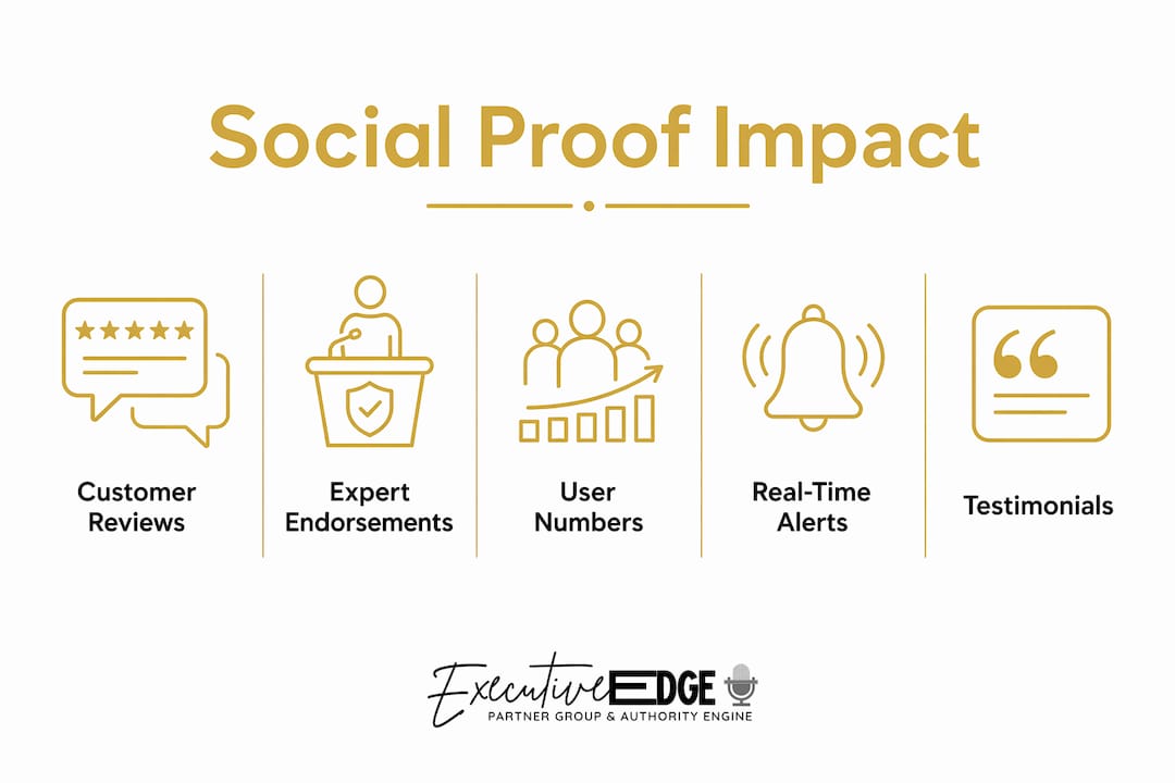 Infographic presenting ranked social proof types impact